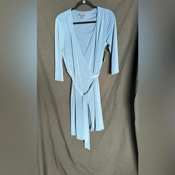 Alfani Petite Printed 3/4-Sleeve Wrap Dress in Blue - Picture 2 of 6